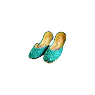 Sequins Ballerina Leather Shoes - Green