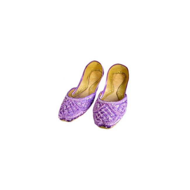 Oriental sequined ballerina shoes made of leather in Light violet