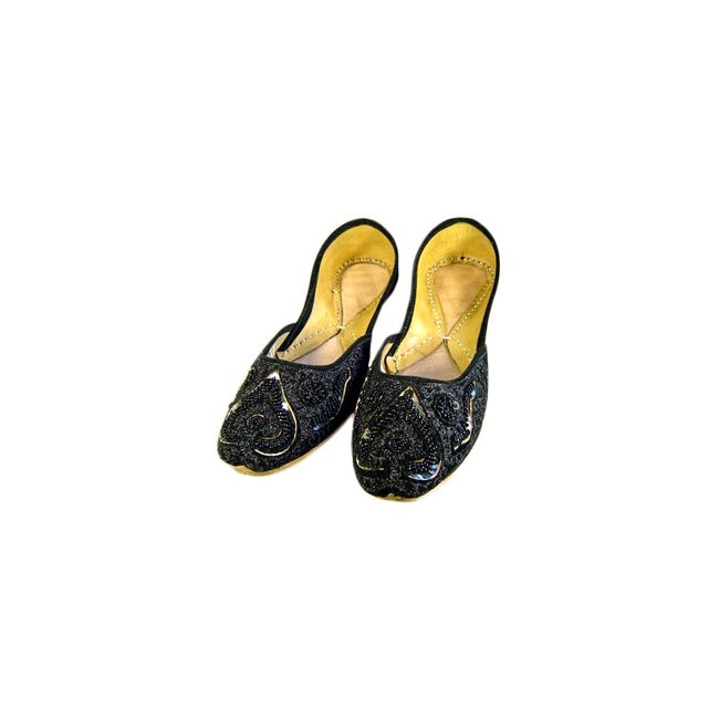 Orientalische, Indische Perlen Ballerinas Schuhe aus Leder - Nousheen