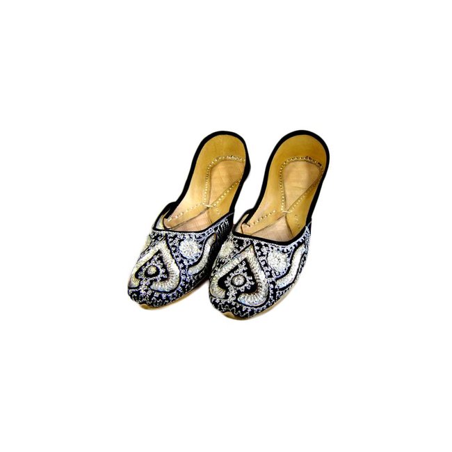 Orientalische Indische Ballerinas Schuhe aus Leder - Silver Queen