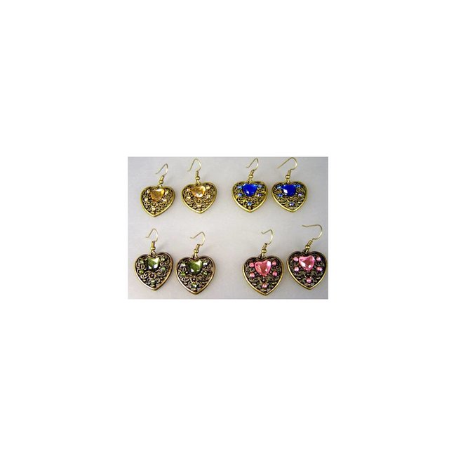 Flower earrings with colorful rhinestones
