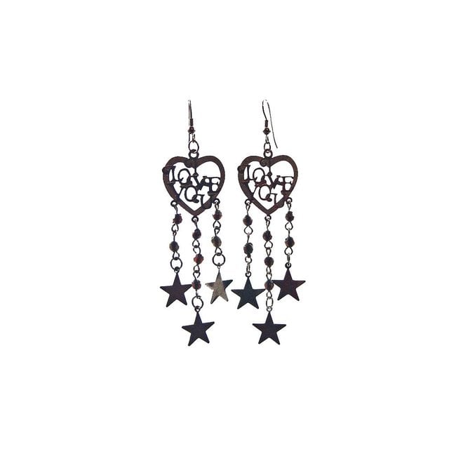 Drop Earrings Black Metallic - Love