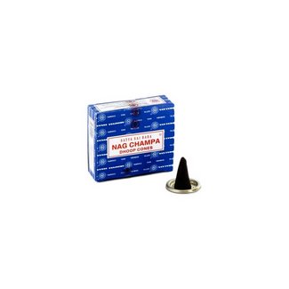 Goloka Räucherkegel Nag Champa mit Halter (10 Stück)