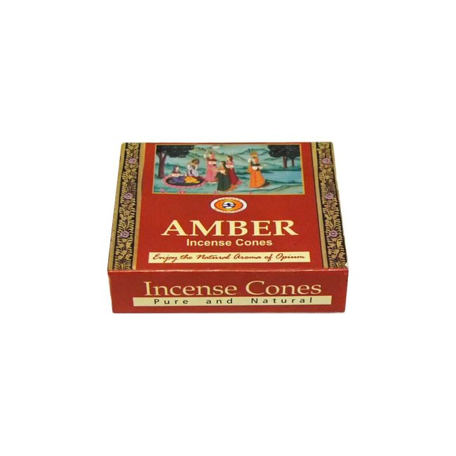 Incense cones Amber scent with holder (10 piece)