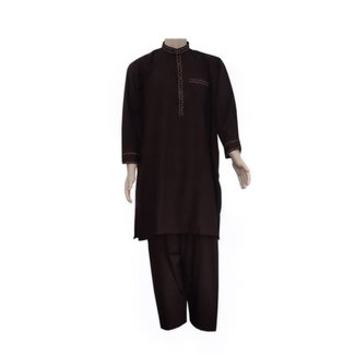 Salwar Kameez Men - Brown with embroidery