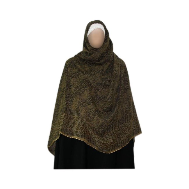 Olive green Shayla hijab scarf with pattern