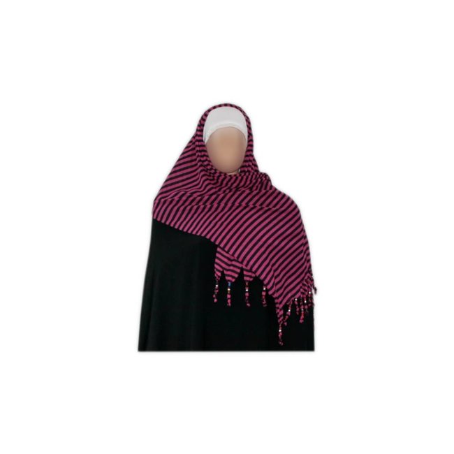 Shayla scarf with fringes and beads - Hijab in Pink