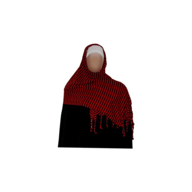 Shayla scarf with fringes and beads - Hijab in Red