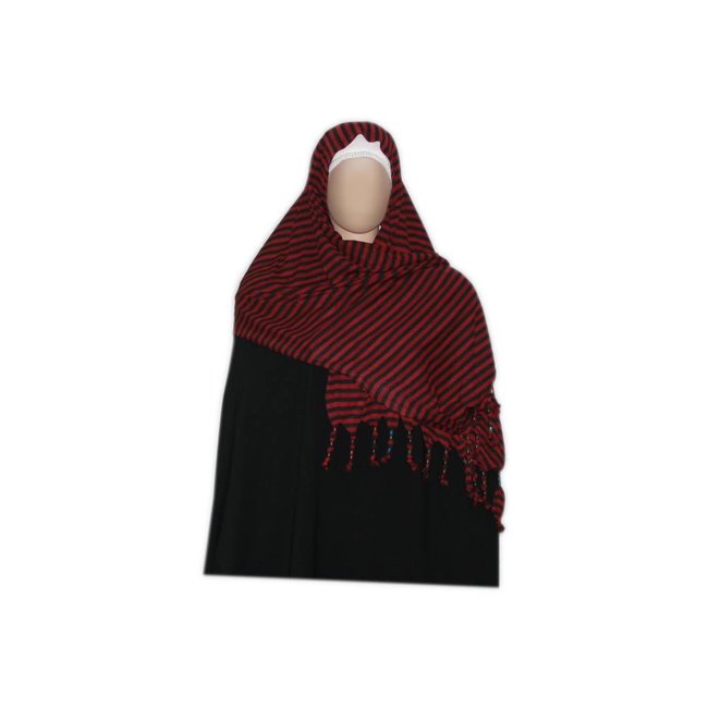 Shayla scarf with fringes and beads - Hijab in Dark Red