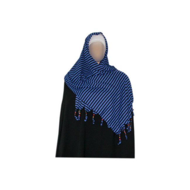 Shayla scarf with fringes and beads - Hijab in Blue