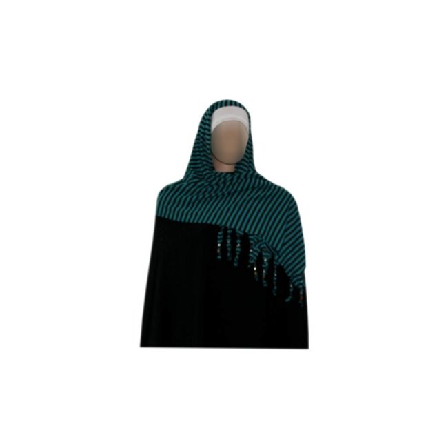 Shayla scarf with fringes and beads - Hijab in Turquoise