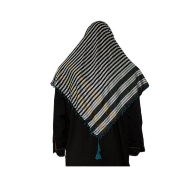 Large Scarf - Shimagh in Turquoise-Black 120x115cm