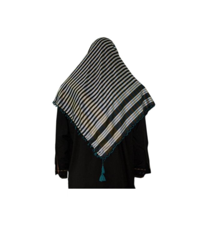 Large Scarf - Shimagh Turquoise-Black 120x115cm