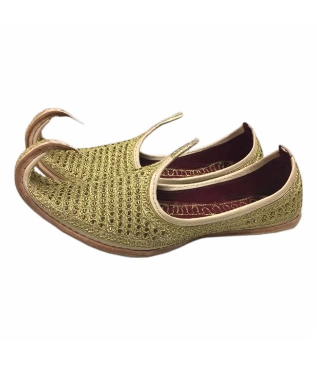 Indian Beak Shoes - Oriental Khussa In Gold