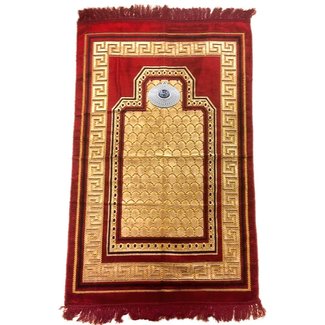 Prayer Mat with Compass - Dark Red