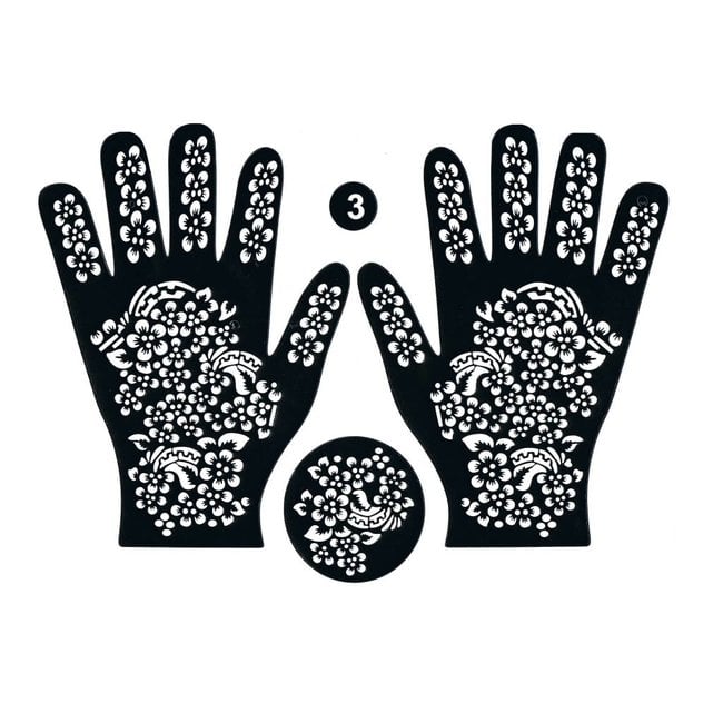 Self-adhesive Henna Stencil - Hand 3-piece set