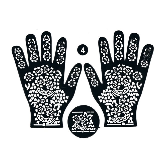 Self-adhesive Henna Stencil - Hand 3-piece set