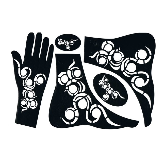 Self-adhesive Henna Stencil - Hand 5-piece set