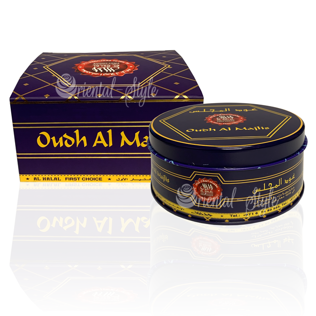 Bakhour Oudh Al Majlis Räucherwerk (50g) mit Räucherzange von Al Halal