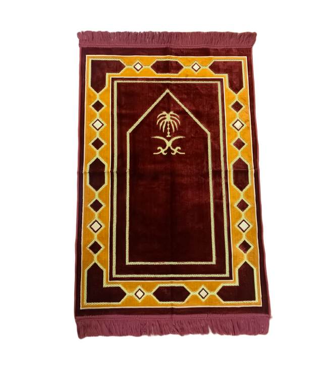 Prayer Rug Mat With Compass Islamic Mihrab Red GTPLMDRT1 Oriental