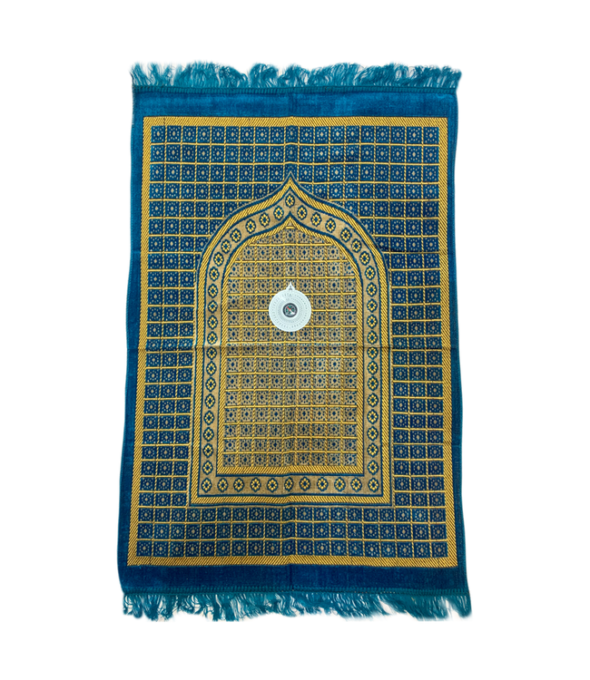 Prayer Rug Mat With Compass Islamic Mihrab Turquoise GTTRKSBLU3