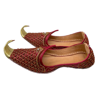 Indian Khussa Shoes In Dark Red