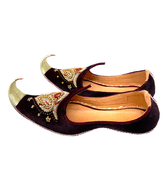 Indische Khussa Schuhe Dunkelrot