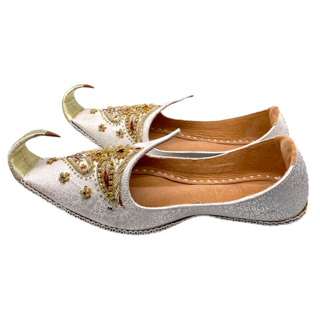 Orientalische Schnabelschuhe - Khussa Schuhe in Creme