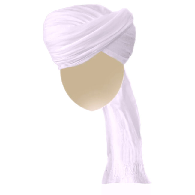 Turban-Tuch Imama in Weiss-Flieder zum Binden aus reiner Baumwolle