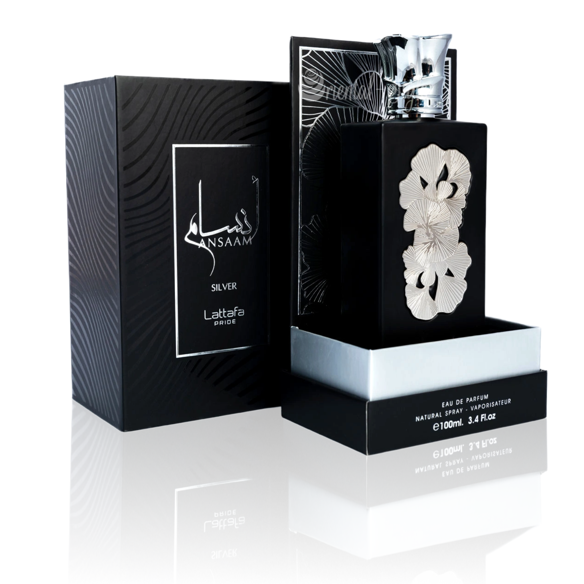 Lattafa Ansaam Silver for Unisex Eau de Parfum Spray, 3.4