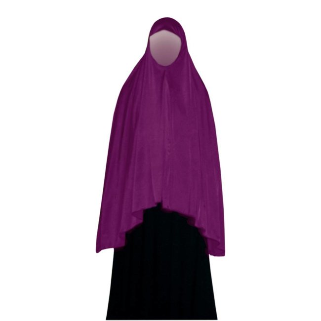 Großer Khimar Hijab in Violett - Elastisches Kopftuch