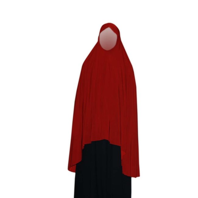 Großer Khimar Hijab in Rot - Elastisches Kopftuch