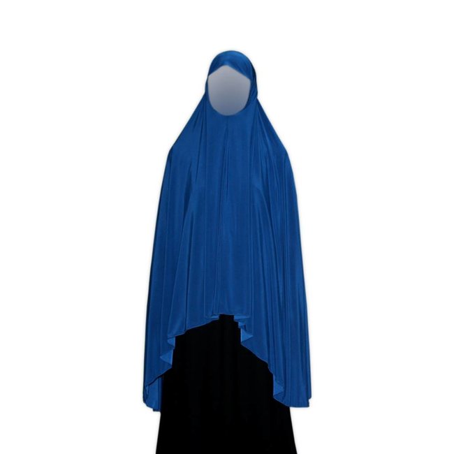 Großer Khimar Hijab in Blau - Elastisches Kopftuch