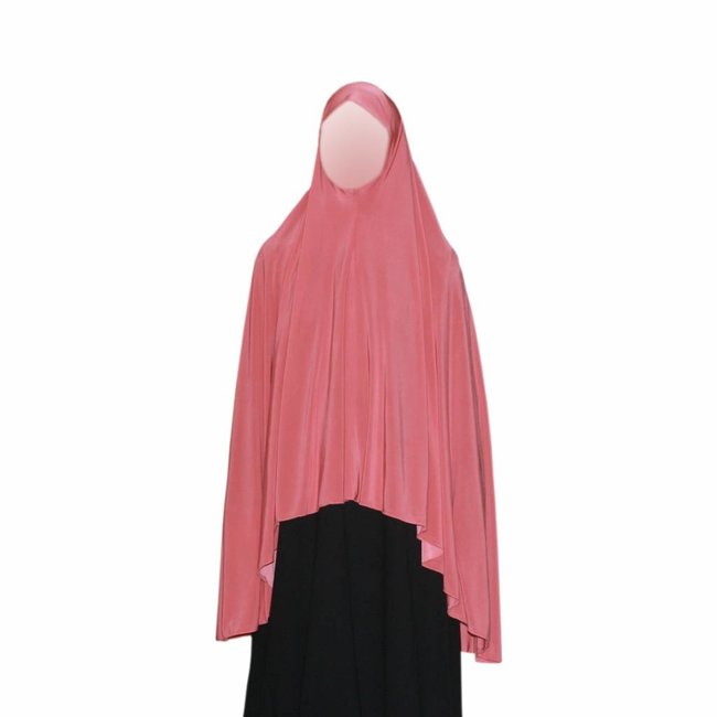 Big khimar hijab in Salmon Pink - Elastic head scarf