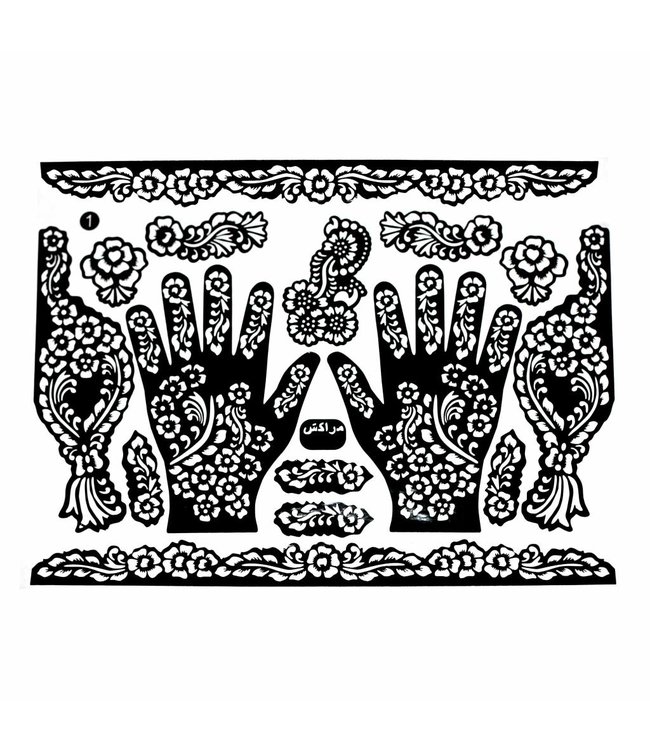 Self-adhesive henna stencils - Maxiset (38cm x 27cm)