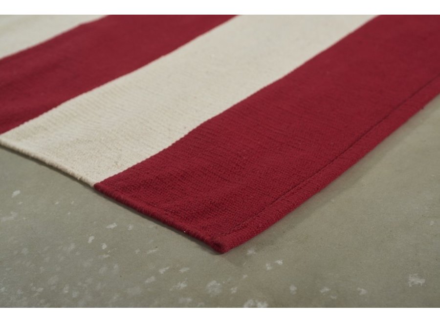 Kilim Vloerkleed Stripe - rood/wit - 200 x 290 cm Lifa Living
