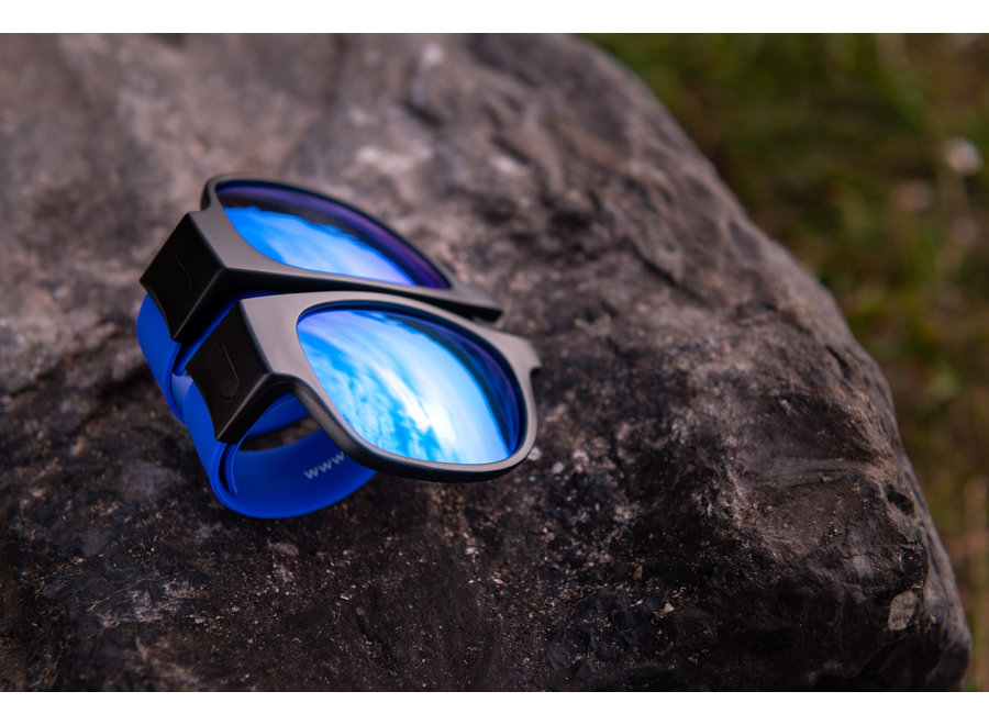 Kliklak Zonnebril zwart/blauw - blauw polarised KLK001