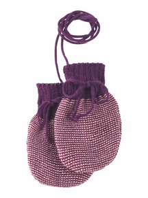 Disana Baby mittens organic merino wool - plum