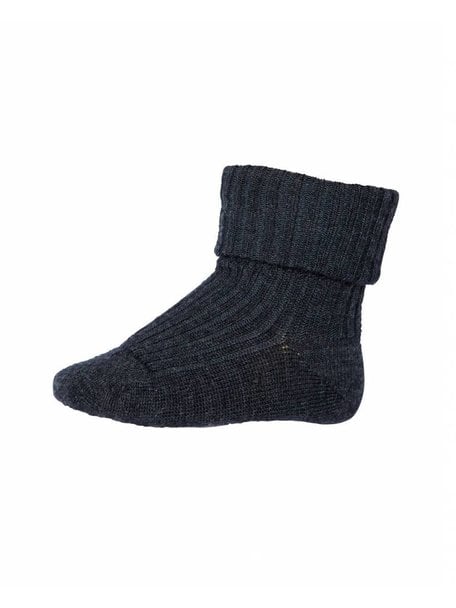 MP Denmark Wool Rib Turn Down Socks - Dark Grey