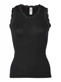 Engel Natur Sleeveless Vest Ladies Lace Wool/Silk - Black