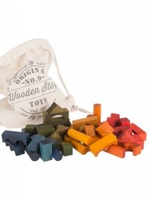 Wooden Story Rainbow Blocks in Sack 100 pieces