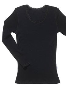 Joha Blouse Cecilie merino wool - Black