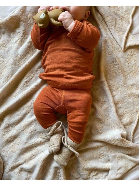 Unaduna Baby leggings pointelle wool/silk - umbre