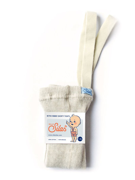 Silly Silas Retro Ribbed Shorty Tights - Cream