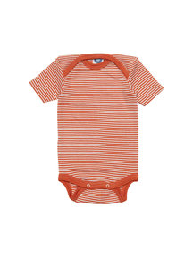 Cosilana Short Sleeve Baby Body Striped Wool/Silk - Orange