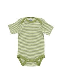 Cosilana Short Sleeve Baby Body Striped Wool/Silk - Green