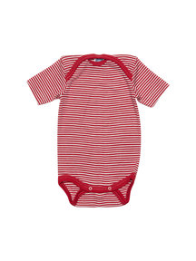 Cosilana Short Sleeve Baby Body Striped Wool/Silk - Red