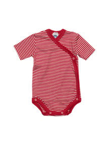 Cosilana Striped Wrap Body Short Sleeves Wool/Silk - Red