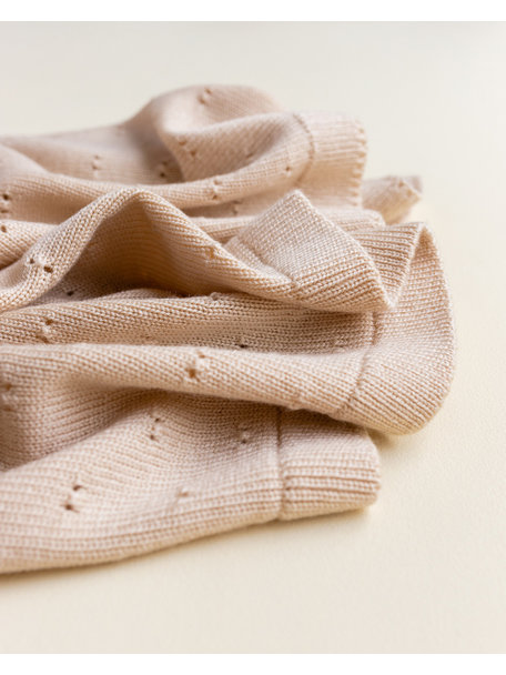 Hvid Merino wool baby blanket Bibi - oat