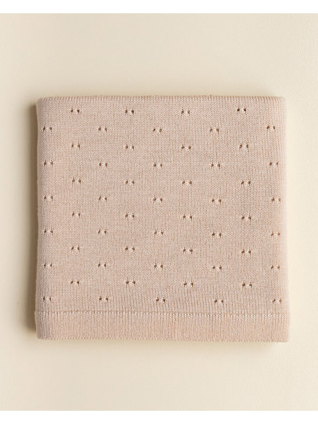 Hvid Merino wool baby blanket Bibi - oat